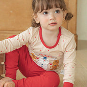 Single Spandex Brushed Fabric pajamas set-Mallow Cookie