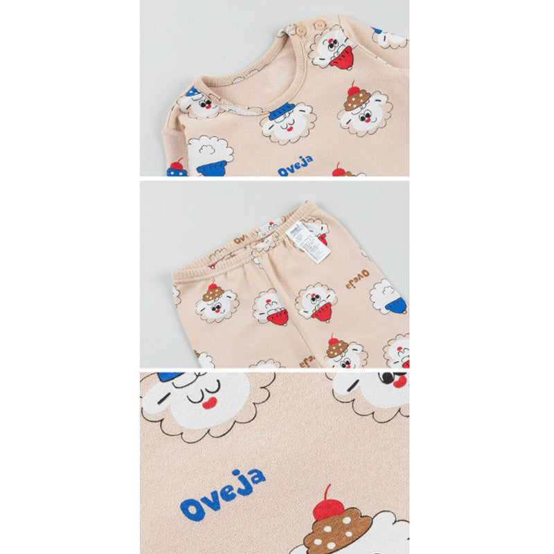Spandex Brushed Fabric Pajamas Set-Sponge Lamb