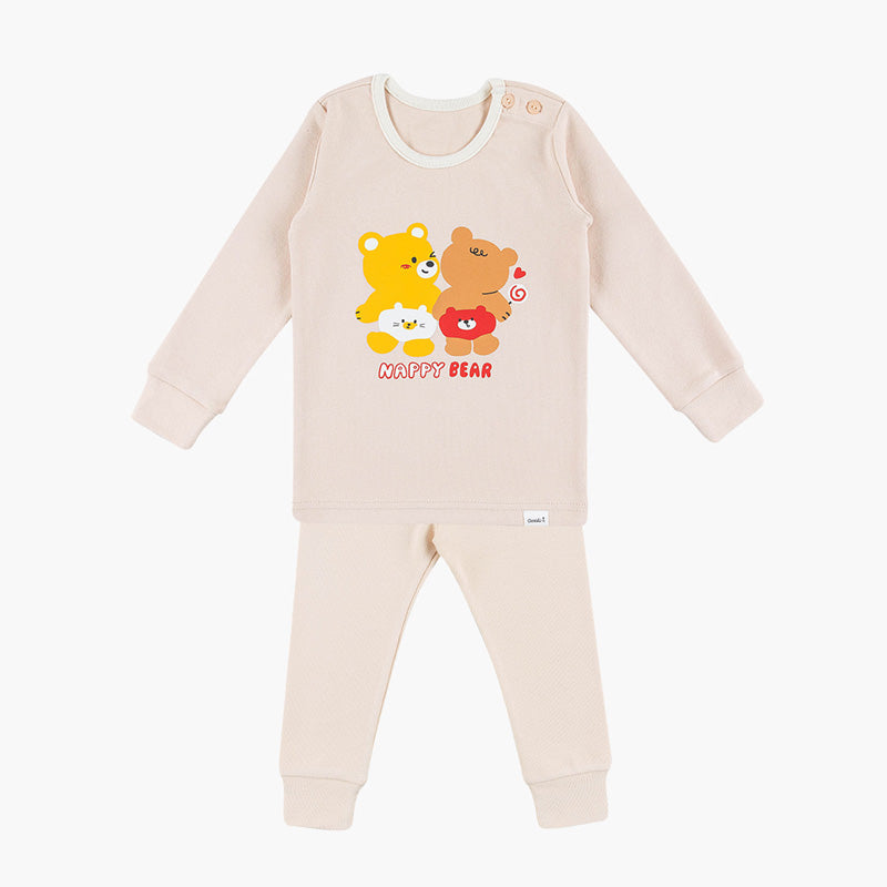 Spandex Brushed Fabric Pajamas Set-Happy Bear
