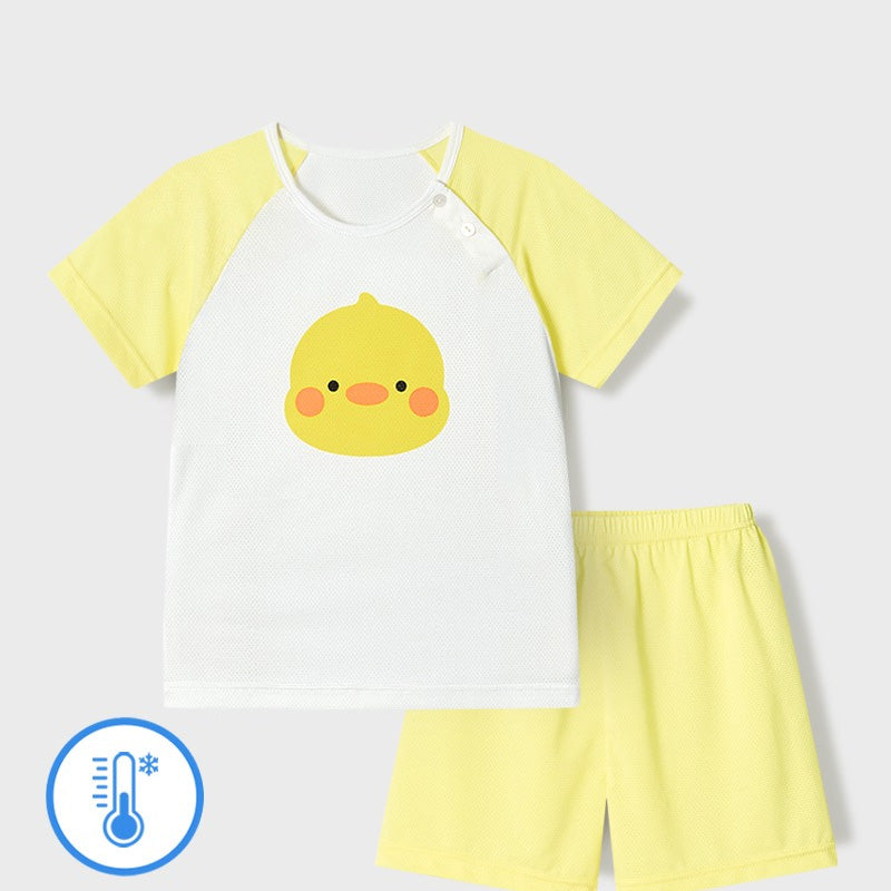Korean Summer Short Shirt Pajamas Set-Happy Chick