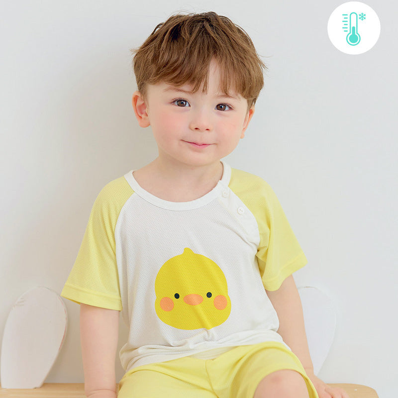 Korean Summer Short Shirt Pajamas Set-Happy Chick