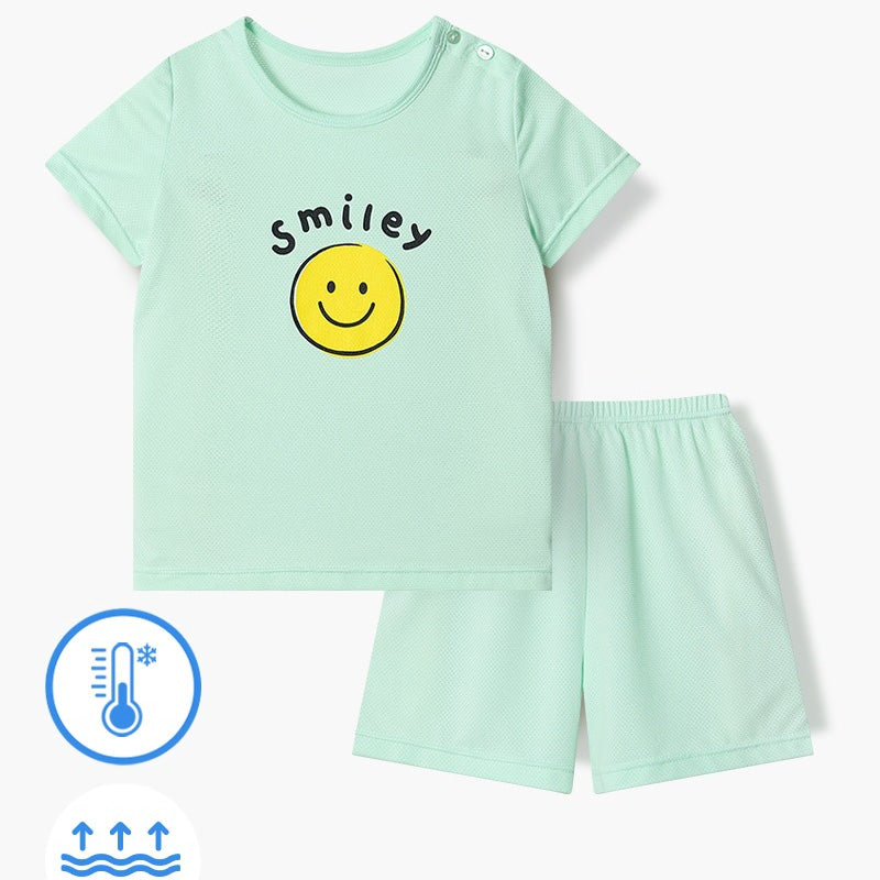 Korean Summer Short Shirt Pajamas Set-Happy Smile