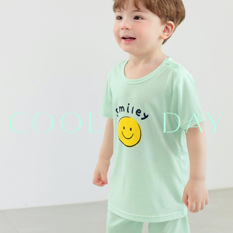 Korean Summer Short Shirt Pajamas Set-Happy Smile