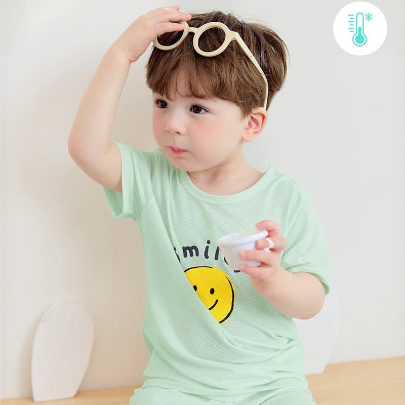 Korean Summer Short Shirt Pajamas Set-Happy Smile