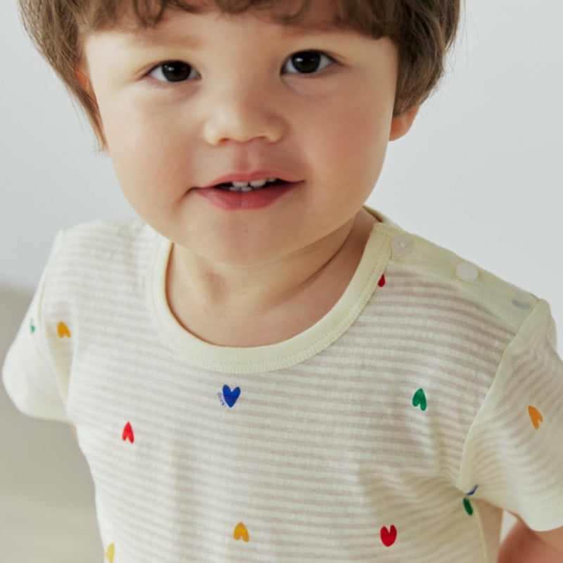 Kids Summer Short Shirt Cotton Cool Mesh Pajamas Set - Heart