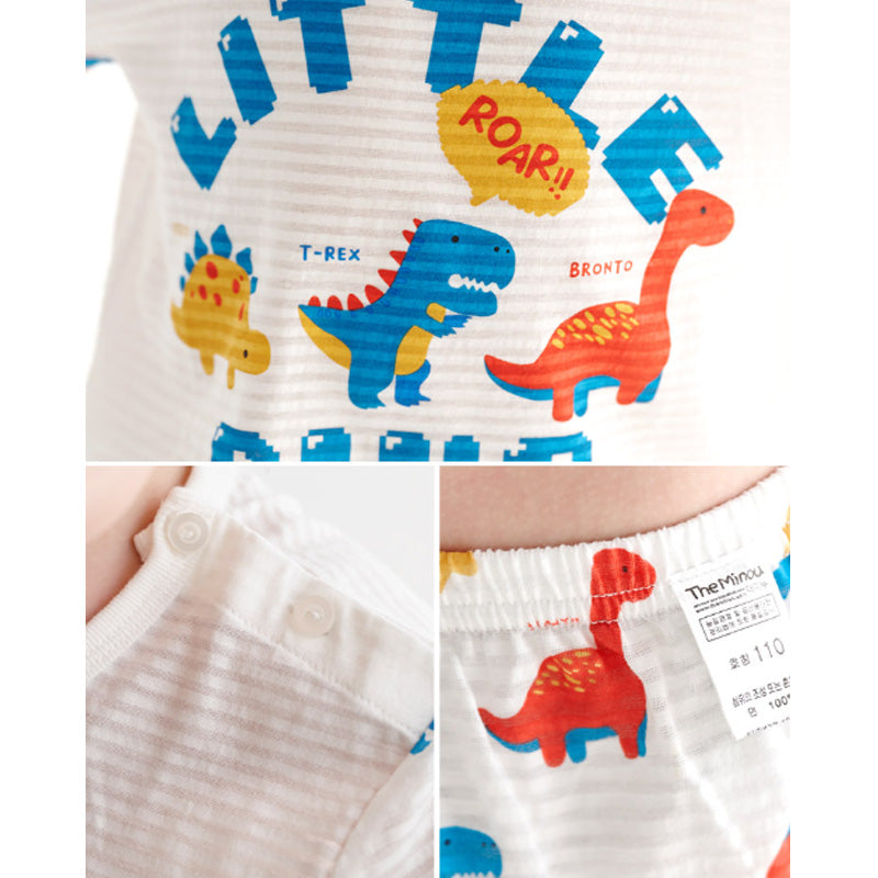 Korean Summer Short Shirt Pajamas Set-Little Dino