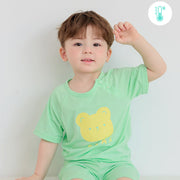 Korean Summer Short Shirt Pajamas Set-Mesh Bear