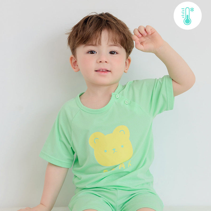 Korean Summer Short Shirt Pajamas Set-Mesh Bear