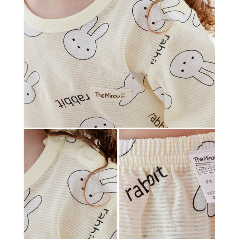 Korean Summer Short Shirt Pajamas Set-Yellow Rabbit