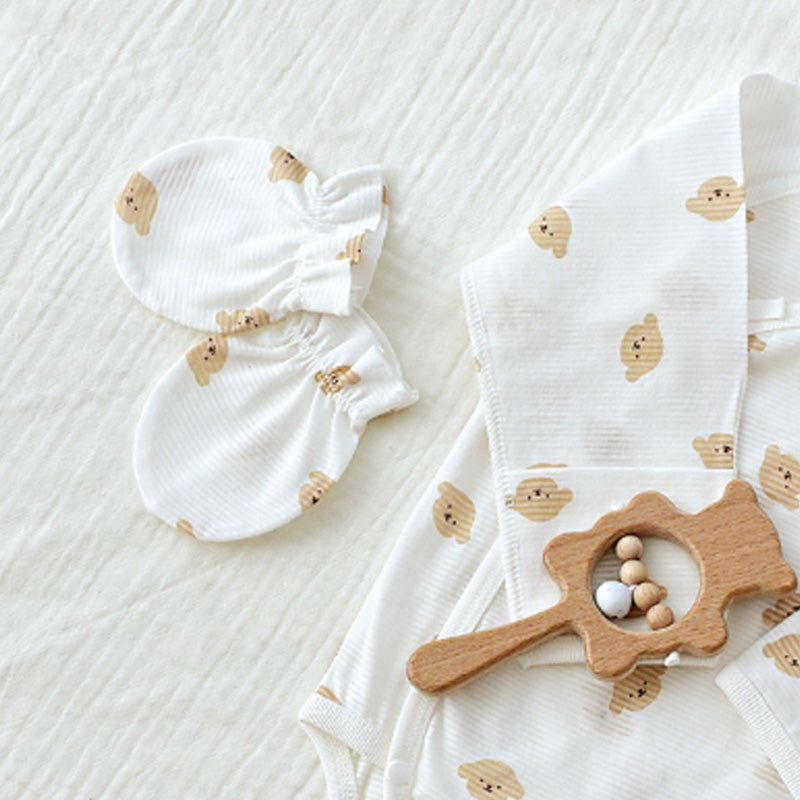 BABY & I Summer Soft Newborn Gift Set (Kimono Bodysuit+Baby Gloves+Swaddle)