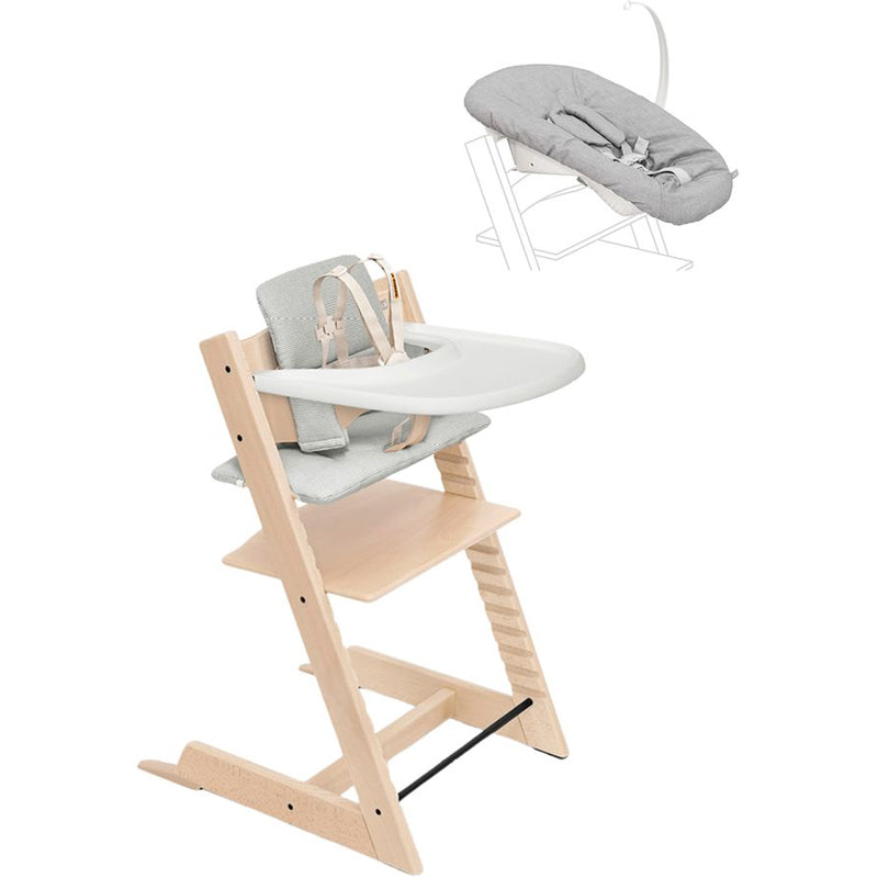 Stokke Tripp Trapp High Chair2 with Cushion, Newborn Set and Stokke Tray Bundle