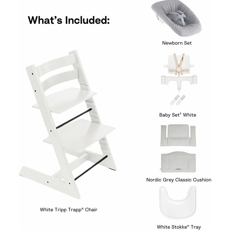 Stokke Tripp Trapp High Chair2 with Cushion, Newborn Set and Stokke Tray Bundle