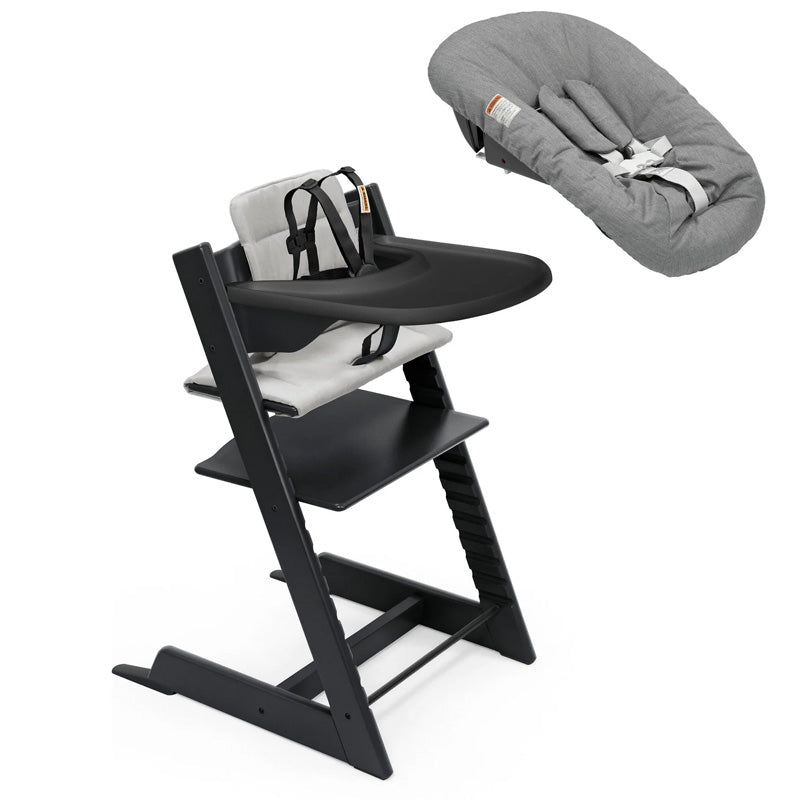 Stokke Tripp Trapp High Chair2 with Cushion, Newborn Set and Stokke Tray Bundle