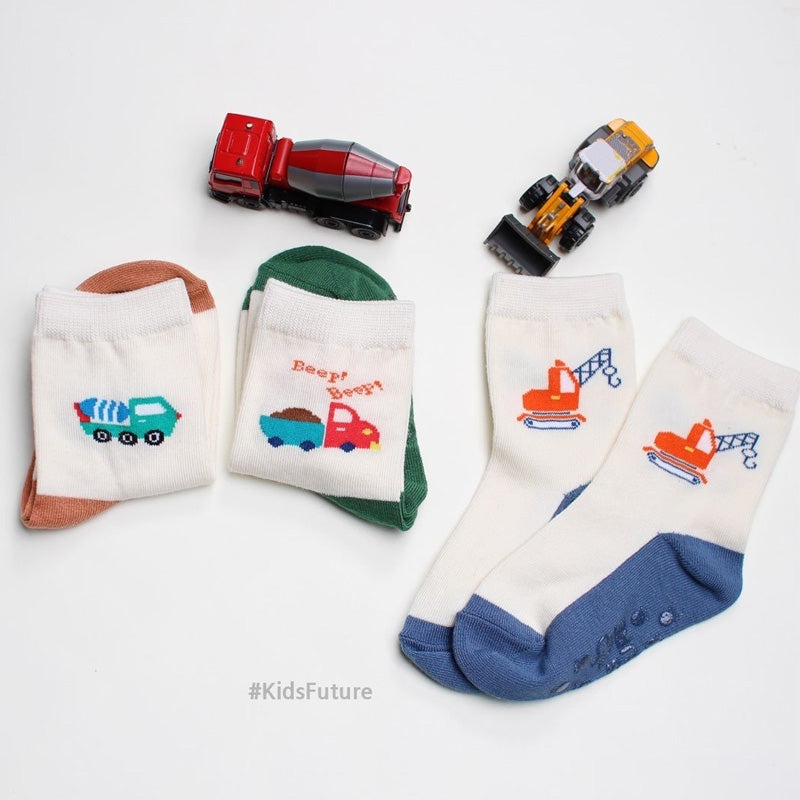 Korean Kids Tron Mesh Non-Slip Ankle Socks 5Pair Set