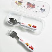 Vroom Kids Stainless Steel Spoon and Fork Set with Travel Case