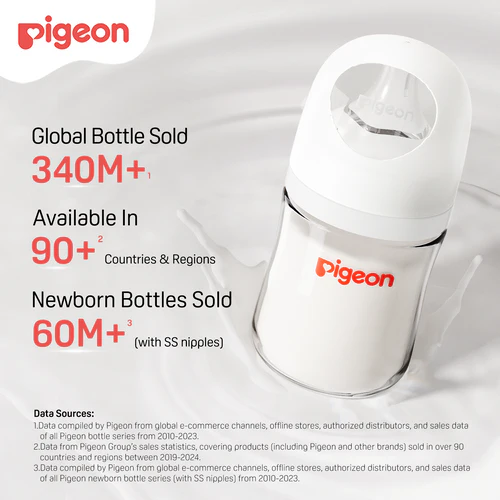 Pigeon Glass Wide Neck Baby Bottle, 2 Packs, 5.4 Oz (160ml) for newborns