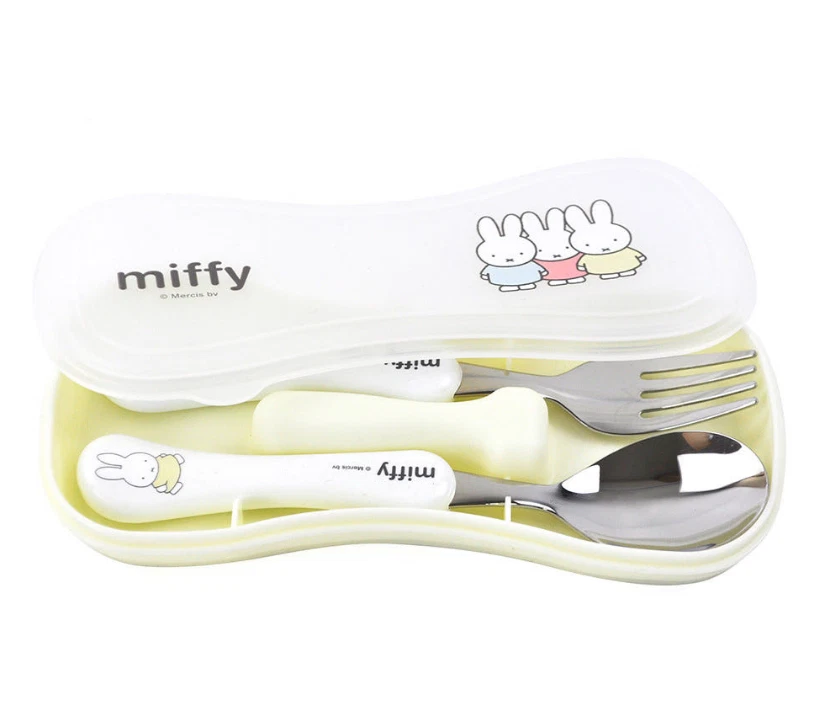 Stainless Steel Spoon Fork Set With Case -Miffy