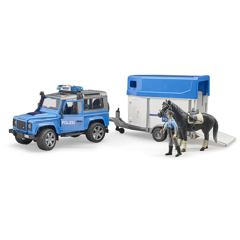 Bruder 02588 Land Rover Police Vehicle w/ Horse Trailer and Policeman