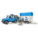 Bruder 02588 Land Rover Police Vehicle w/ Horse Trailer and Policeman