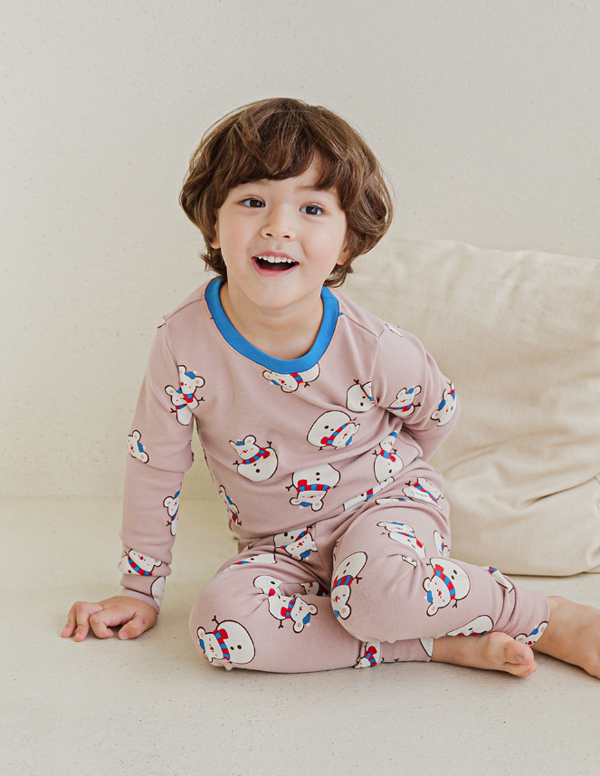 Spandex Brushed Fabric pajamas set-Snow bear