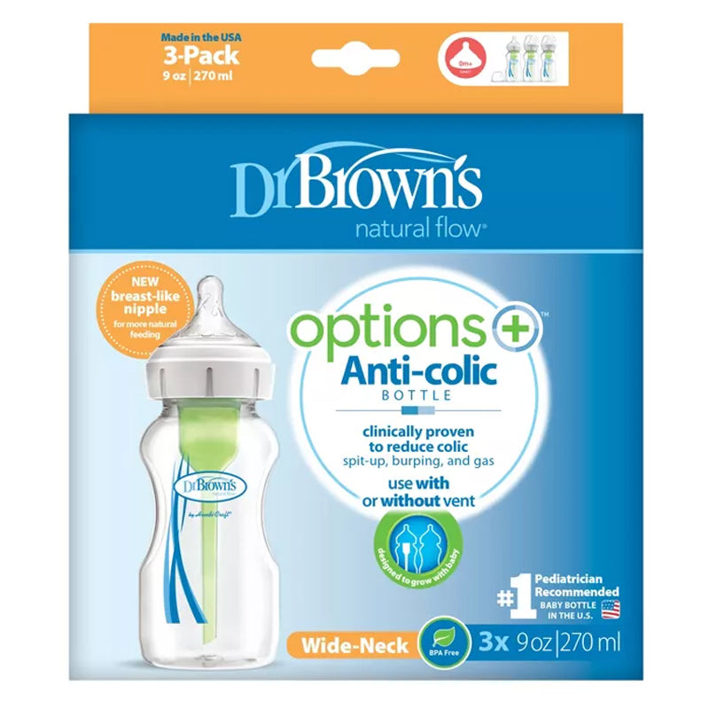 Dr. Brown's Options+ Wide-Neck Baby Bottles in Clear 9 oz 3-Pack
