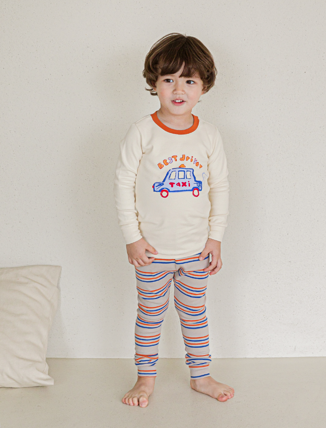 Spandex Brushed Fabric pajamas set-Taxi