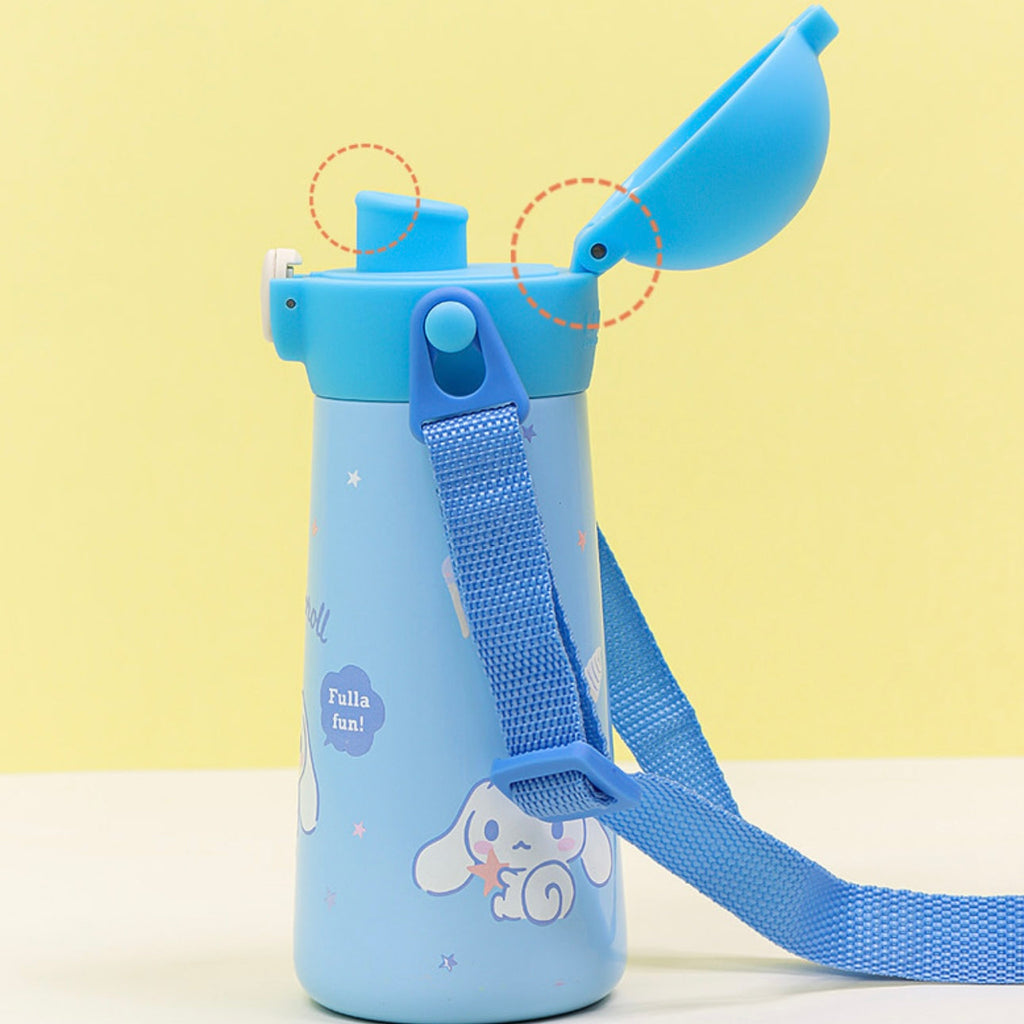 One Touch Shoulder Strap Double Stainless Steel Water Bottle 460ml - Cinnamoroll