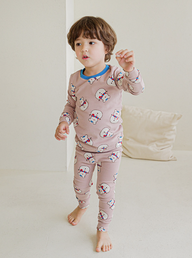 Spandex Brushed Fabric pajamas set-Snow bear