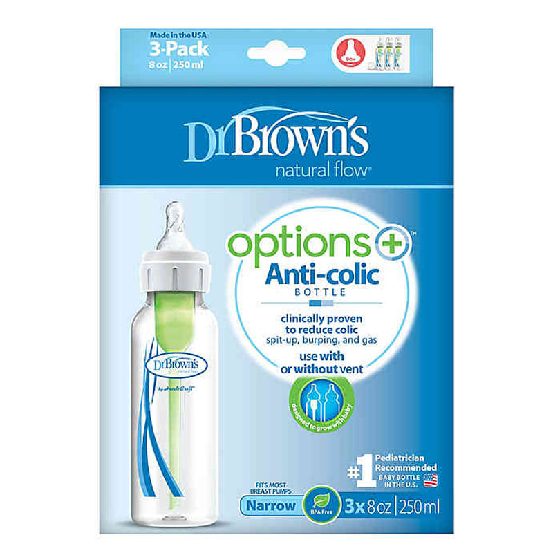 Dr. Brown's Options+  Narrow Neck Baby Bottles in Clear 8 oz 3-Pack