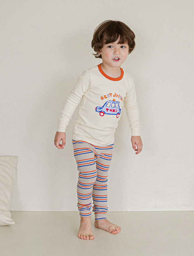Spandex Brushed Fabric pajamas set-Taxi
