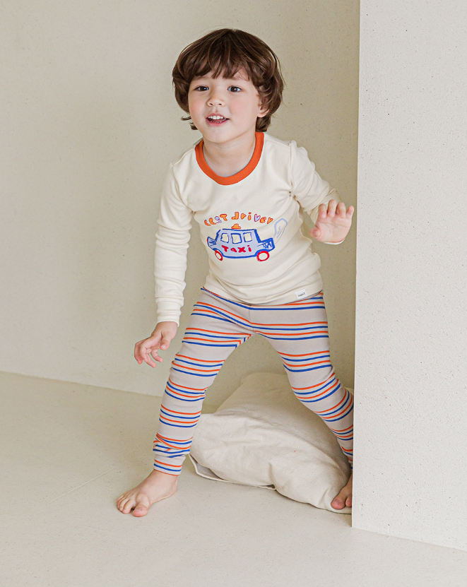 Spandex Brushed Fabric pajamas set-Taxi
