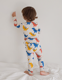 Spandex  Brushed Fabric pajamas set-Dino park
