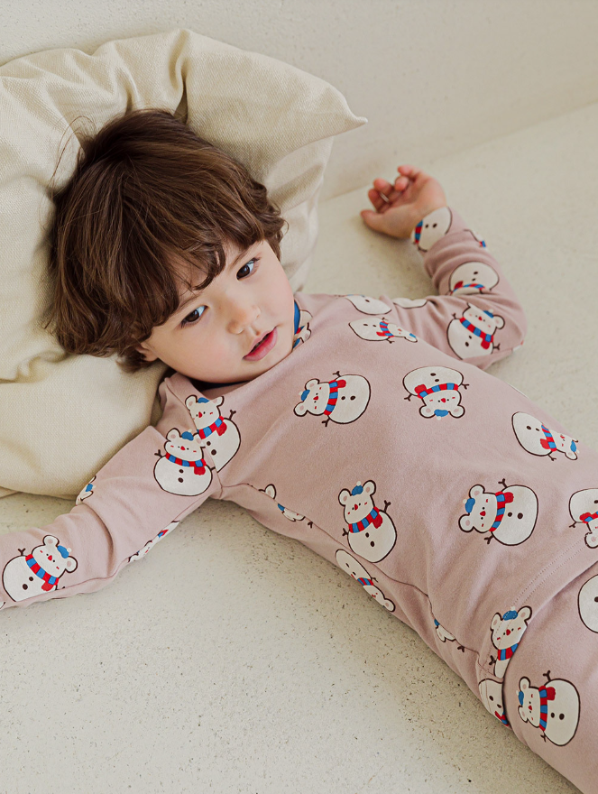 Spandex Brushed Fabric pajamas set-Snow bear