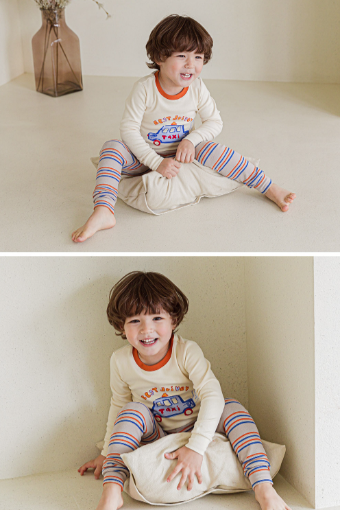 Spandex Brushed Fabric pajamas set-Taxi