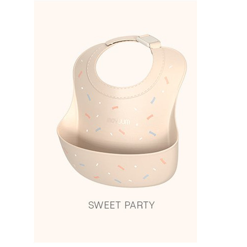 Moyuum One Touch Buckle Silicone Baby Bib Sweet Edition