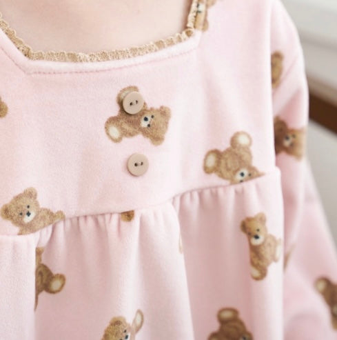 Korean Kids Fleece Pajamas Set-Bear