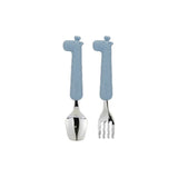 Silicone Handle Stainless Steel Spoon Fork Set with Case -Animals (2+ Years Old)