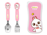 Stainless Steel Spoon Fork Set with Case -Animals (2+ Years Old)