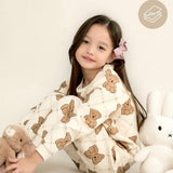 Thermal Korean Kids Pajamas Set-Check Bear