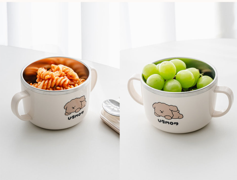 Ubmom Stainless Steel Feeding Bowl with Handles for Kids.