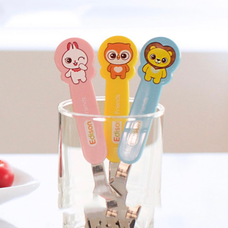 Stainless Steel Spoon Fork Set with Case -Animals (2+ Years Old)