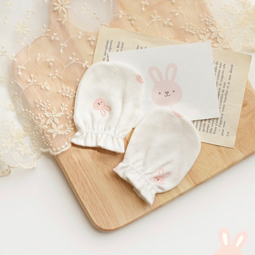 Newborn Baby Gloves Infant No Scratch Infant Soft Gloves Baby Mittens for 0-6 Months-Pink Bunny