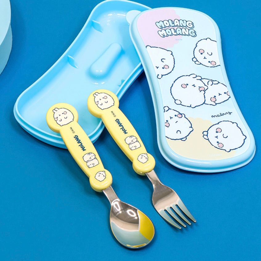 Molang Easy Wash Spoon Fork Case Set