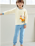 Thermal Korean Kids Pajamas Set-Yellow Excavator