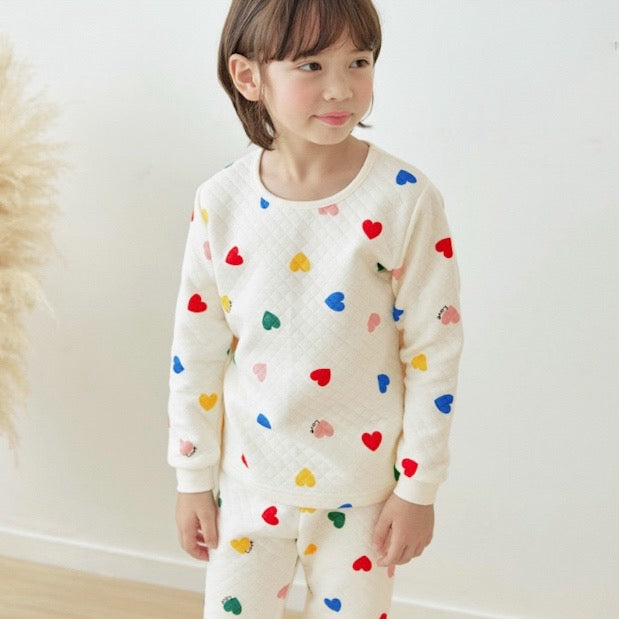 Thermal Korean Kids Pajamas Set-Heart Rain