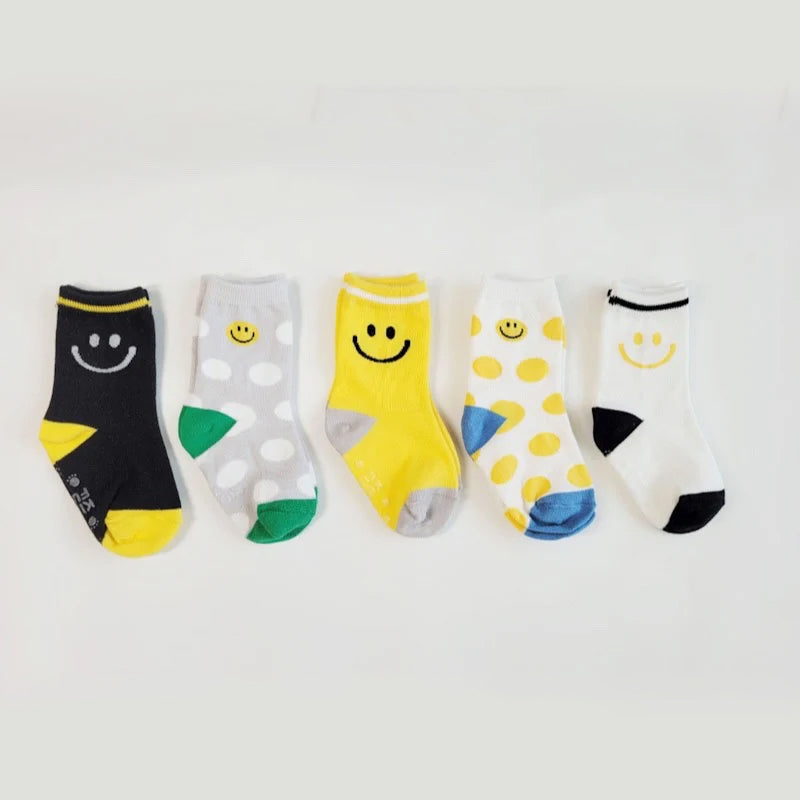 Kids Cotton Crew Socks Set-Smile
