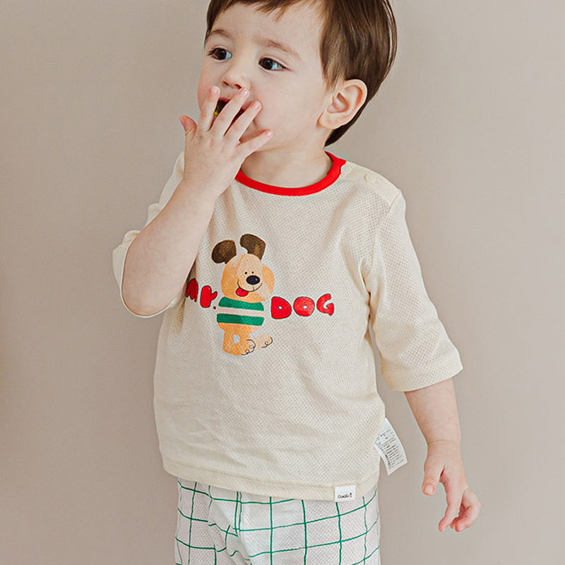 Kids Summer Short Shirt Cotton Cool Mesh Pajamas Set - Dog