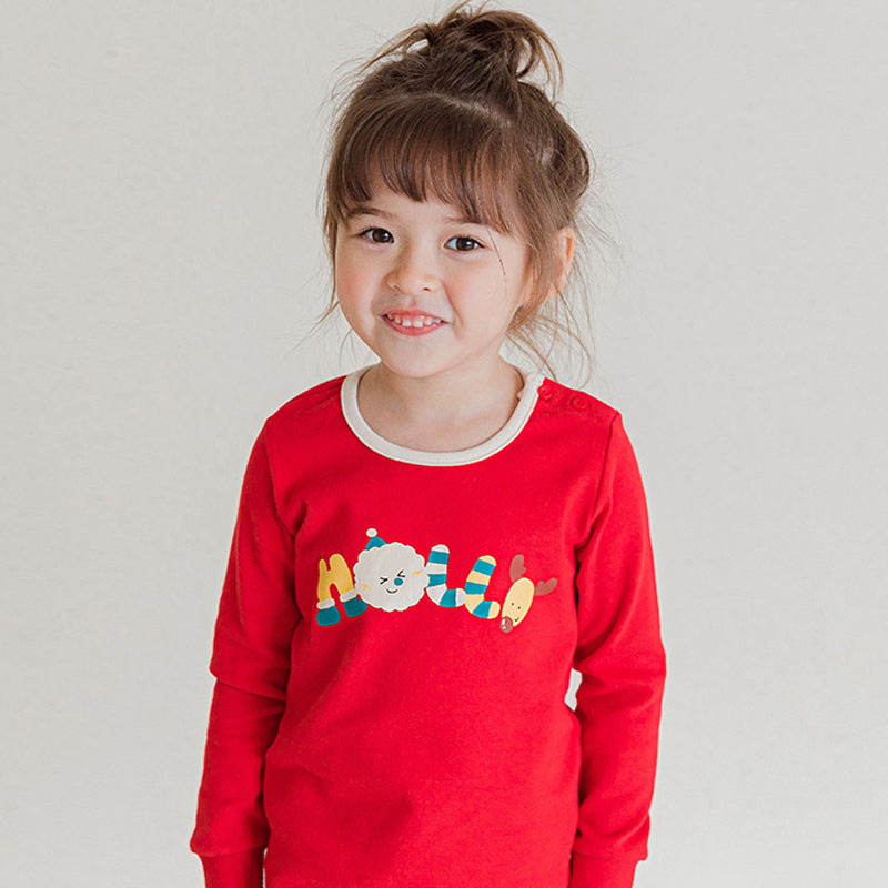 Spandex Brushed Fabric pajamas set-Happy Holly