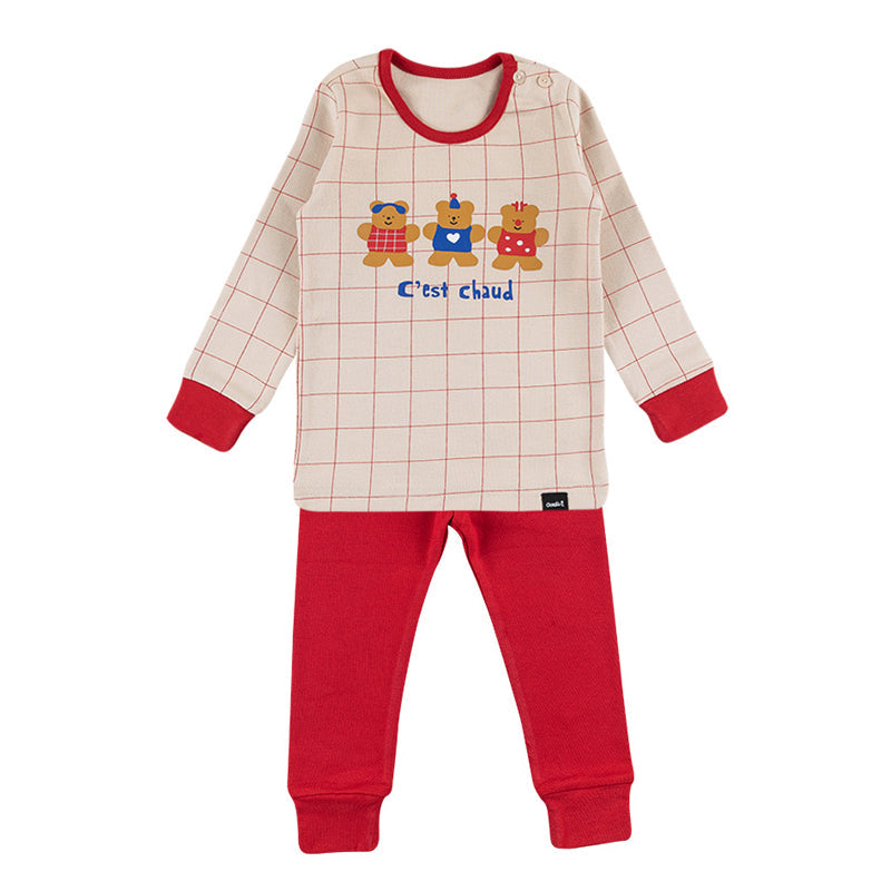 Spandex Brushed Fabric pajamas set-Bears Trio