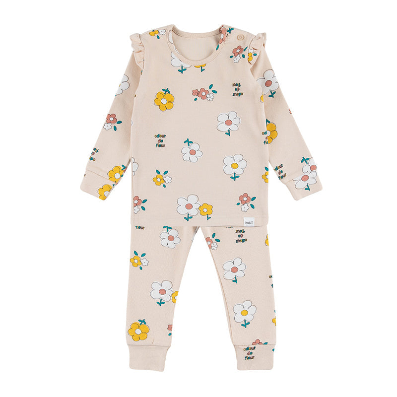 Spandex Brushed Fabric pajamas set-Flower